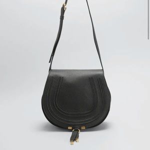 Chloe marcie medium cross body bag, black with gold trim, excellent condition.